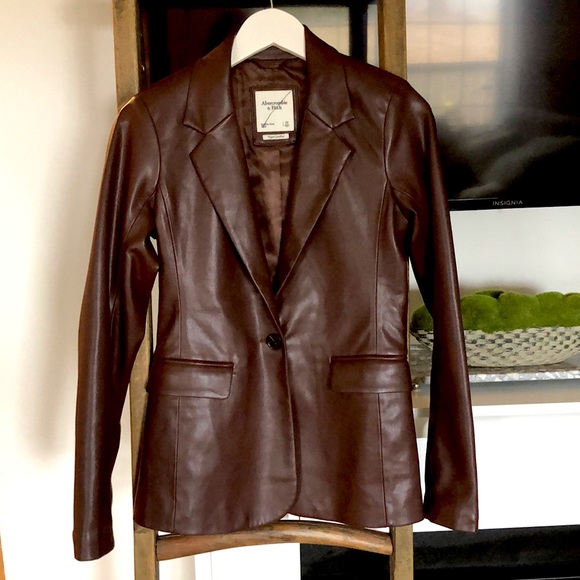 Abercrombie & Fitch Jackets & Blazers - Abercrombie & Fitch Vegan Brown Leather Blazer sz XS